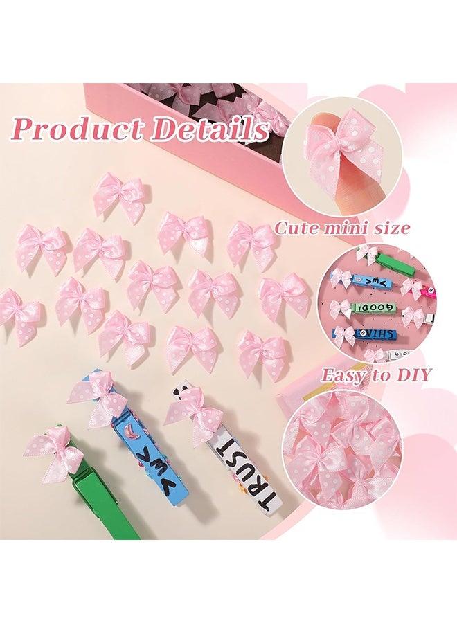 30 قطعة من أشرطة صغيرة من شريط ساتان 1 بوصة، أقواس صغيرة وردية منقطة للحرف اليدوية، خياطة يدوية الصنع، صناديق تغليف هدايا حفلة عيد الميلاد في حفلة عيد الميلاد، زينة ألبوم القصاصات - Image 2